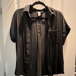 Joie Charcoal Button-Up Blouse